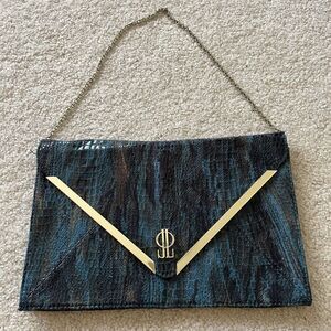 Jennifer Lopez Handbag Shoulder Clutch Bag Rochelle Peacock Faux Green Snakeskin